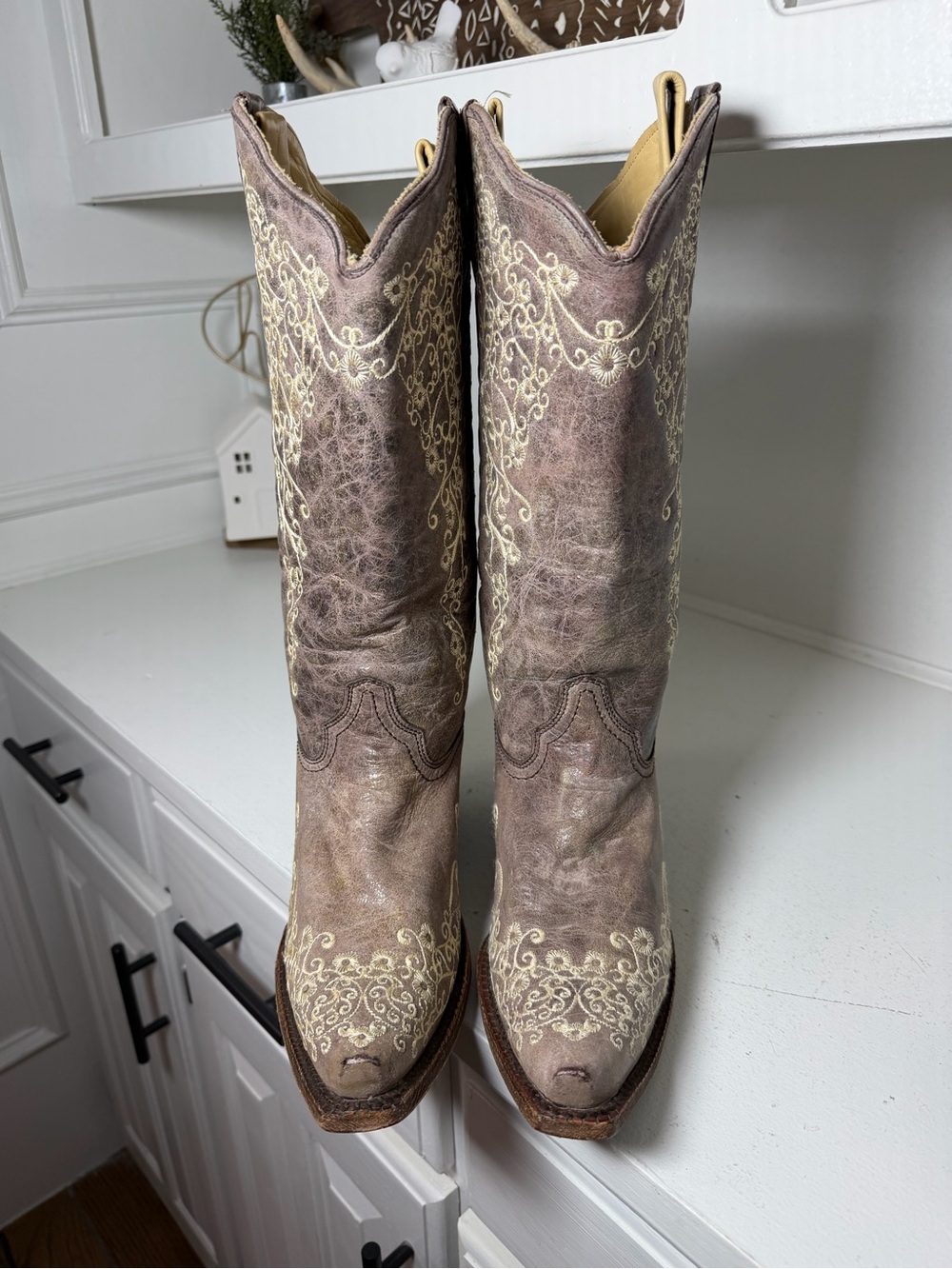 Corral Boots Women's 10 Brown Embroidered Cowboy Boots Leather Western Cowgirl - Picture 2 of 8